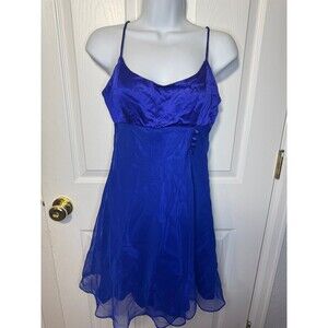 Vintage Zum Zum Spaghetti Strap Royal Blue Chiffon Party Cocktail Dress